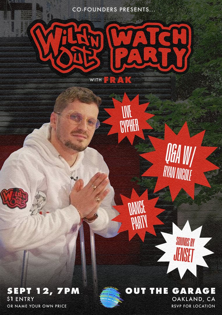 A poster/flyer for Wild N' Out cast member Frak's watch party.